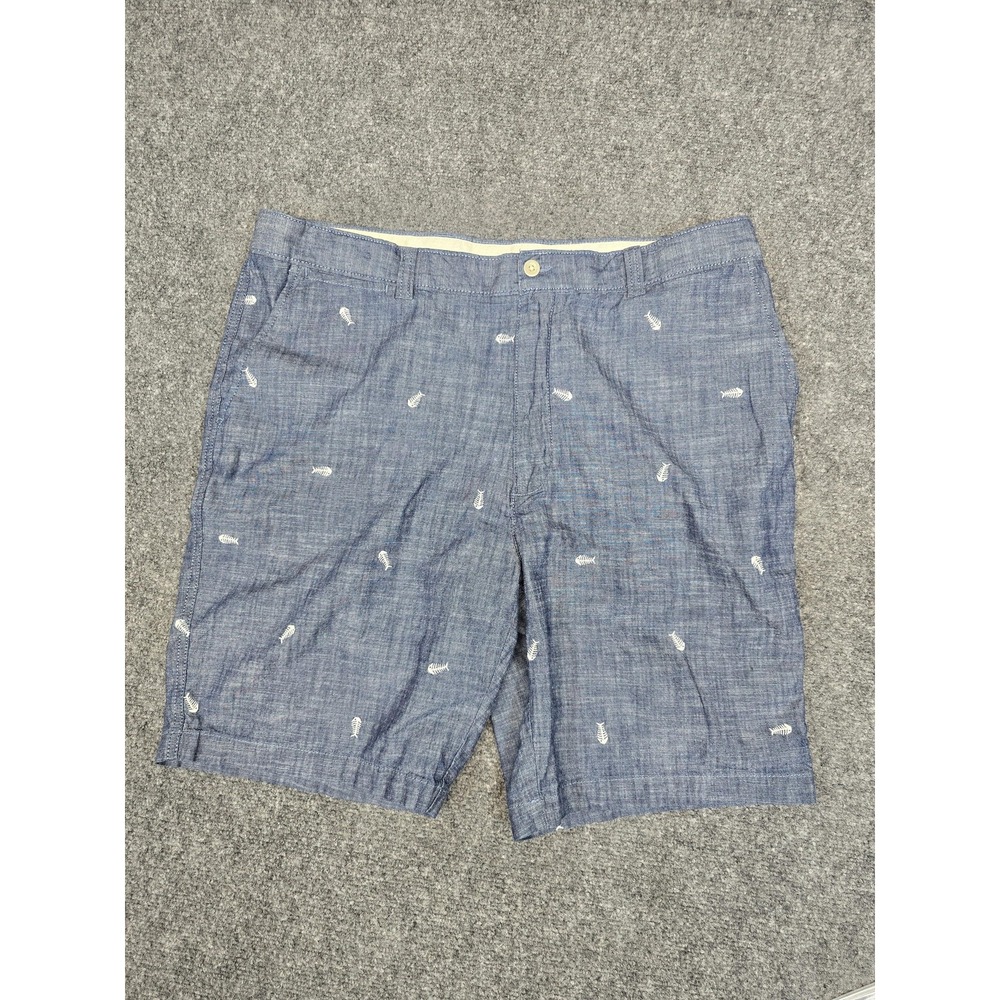 Cremieux Shorts Mens 40 Blue Fish Embroidered Casual Cotton Chino Summer Beach